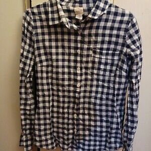 J. Crew Blue White Gigham Button-Up Shirt Size XS X-Small
